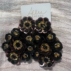 NEW Allie Beads sequin earrings black and gold lightweight